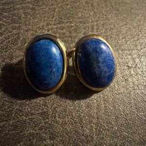 Chic Gold and Blue Stone Earrings